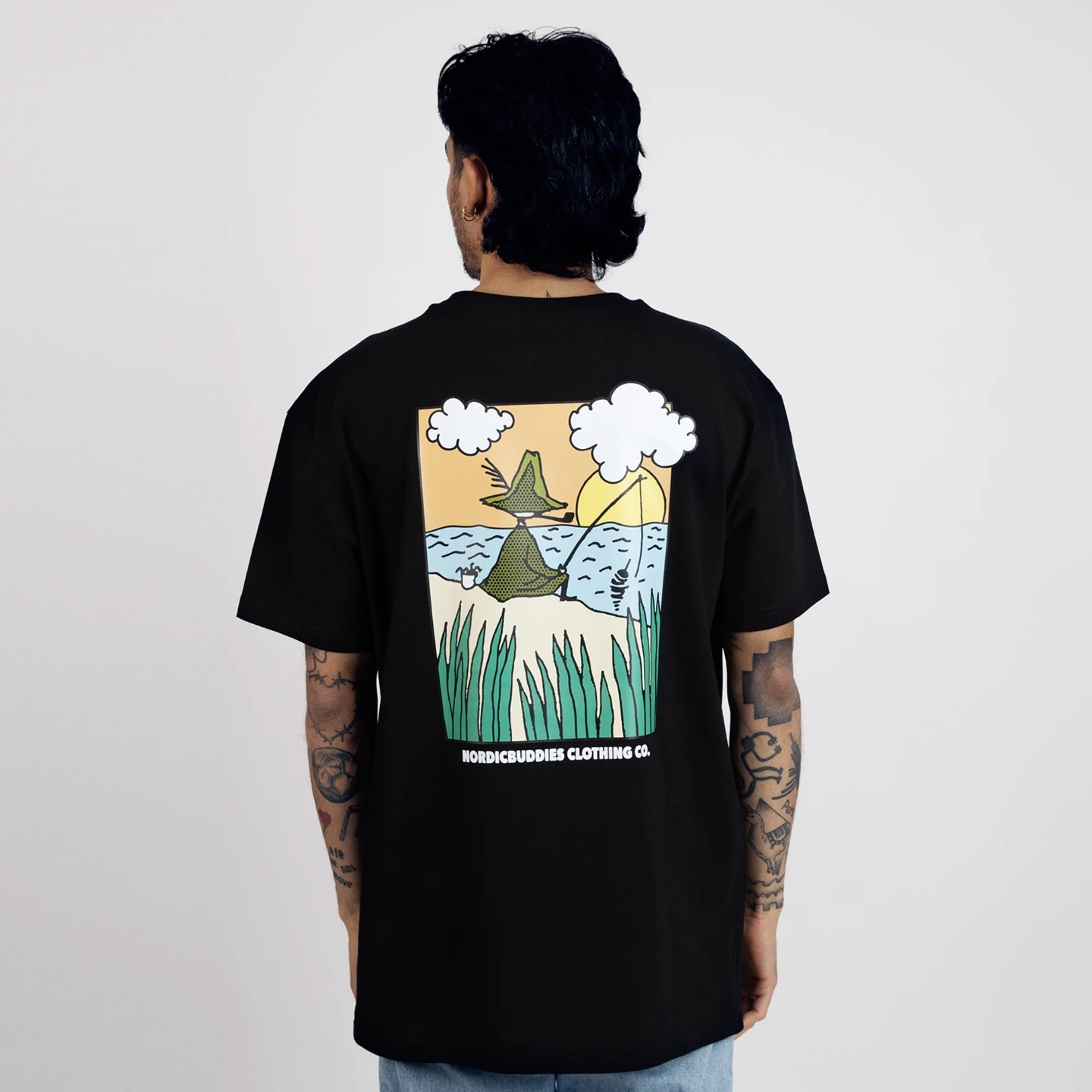 Moomin T-Shirt Heavy Snufkin Fishing, Black (10241107132703)
