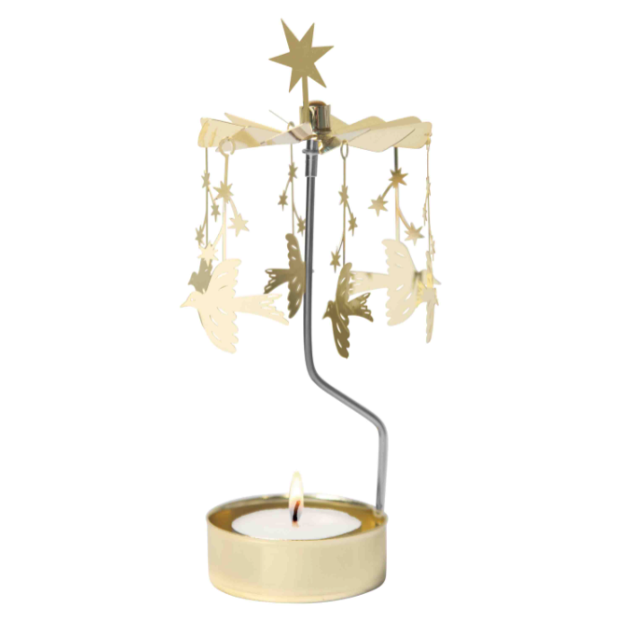 Starling Tea Light Carousel Chime, Gold (10249561014559)