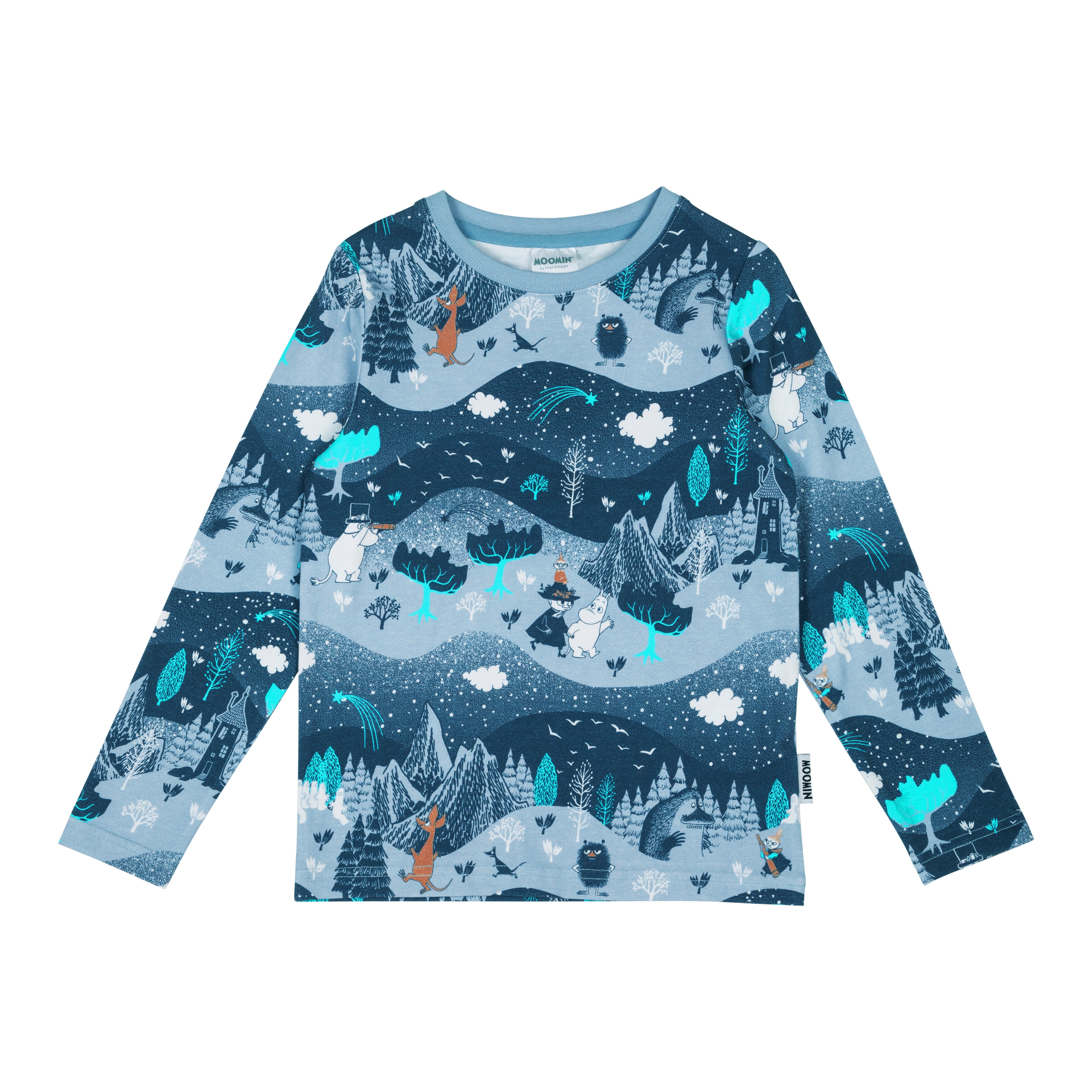 Moomin Kids' Shirt Starry Night, Blue (10224843817247)