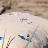 Cushion Cover Strand Hand Embroidered 50x50cm, Nature-Blue