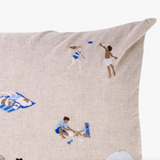 Cushion Cover Strand Hand Embroidered 50x50cm, Nature-Blue