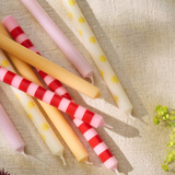 Taper Candle Striped Red/Light Pink