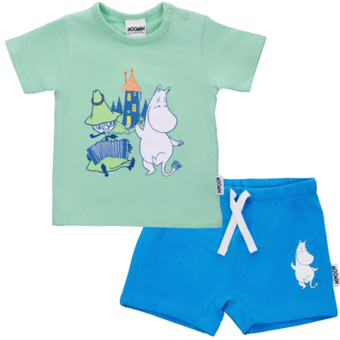 Moomin Troubadour Baby Top and Shorts Set, Mint-Blue (10262680895775)