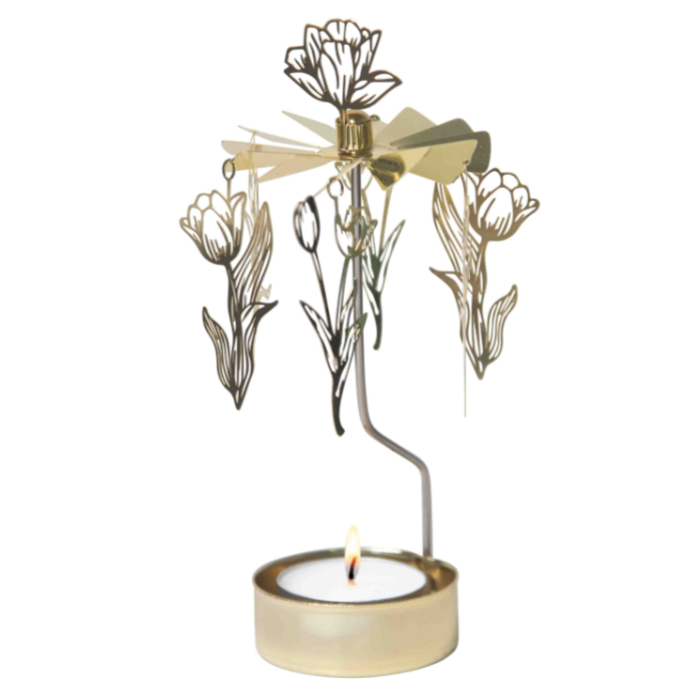 Tulip Tea Light Carousel Chime, Gold (10249578184991)