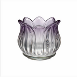 Tulip Shaped Glass Tealight Holder, Lilac