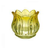 Tulip Shaped Glass Tealight Holder, Yellow