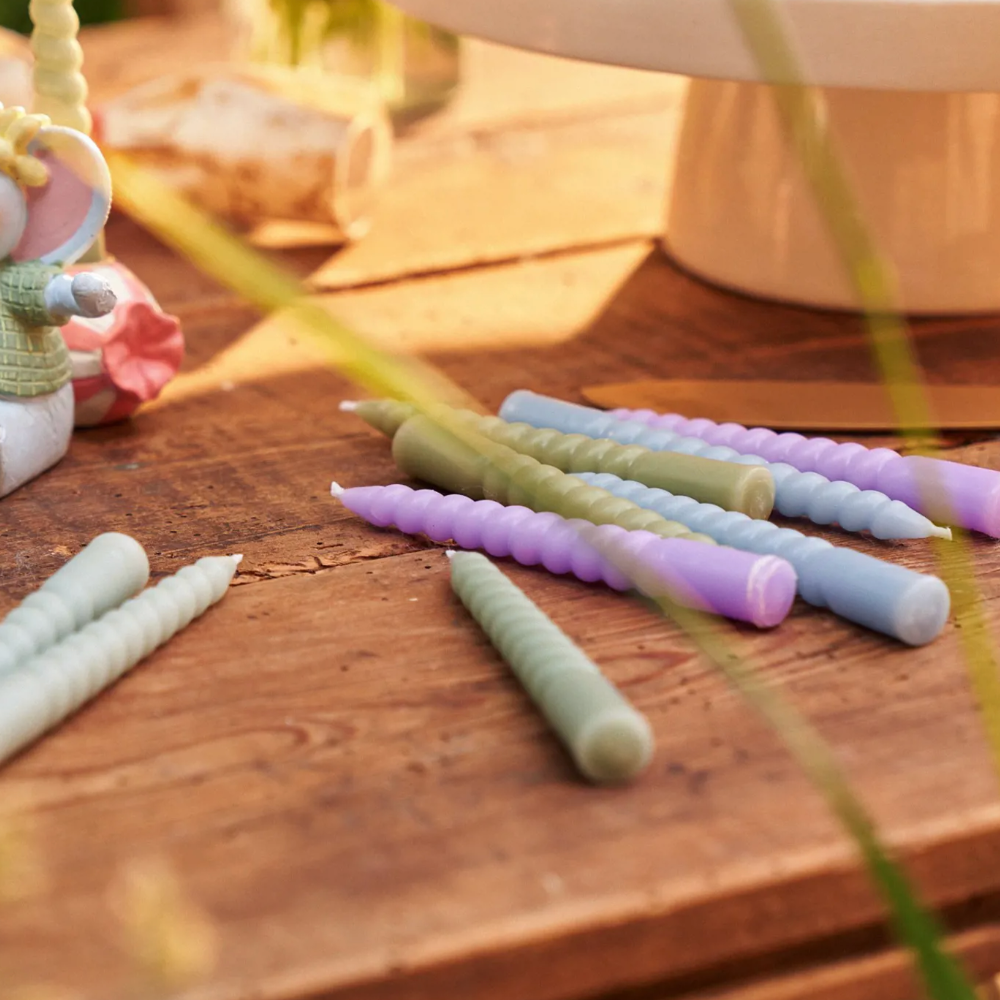 Twisted Candle 10-Pack Mini 10cm, Green/Purple (9447572537631)