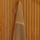 Venla Washed Linen Tea Towel, Melange Cinnamon-White
