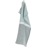 Venla Washed Linen Tea Towel, Melange Blue - White