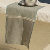 Venla Washed Linen Tea Towel, Melange Blue - White