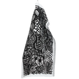 Veranta Washed Linen Tea Towel, White-Black