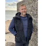 Merino Wool Vest with Hood, Charcoal