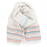 Watamu Washed Linen Scarf 70x200cm, Coral-Petrol