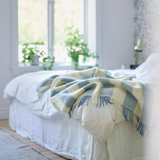 Klippan Premium Gotland Vertical Stripe 100% Wool Throw, Blue-White