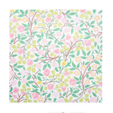 Floral pattern with pink and green flowers on a white background