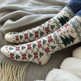 Christmas Tree Wool Socks, White