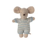 Maileg Carry Cot with Baby Mouse, Blue