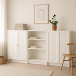 Ikea Billy Bookcase with Oxberg Solid Doors, 240x30x106cm, White (8129734050079)
