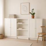 Ikea Billy Bookcase with Oxberg Solid Doors, 240x30x106cm, White (8129734050079)