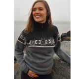 Icelandic 100% Wool Jumper Icestar with Raglan Sleeve, Charcoal-Grey