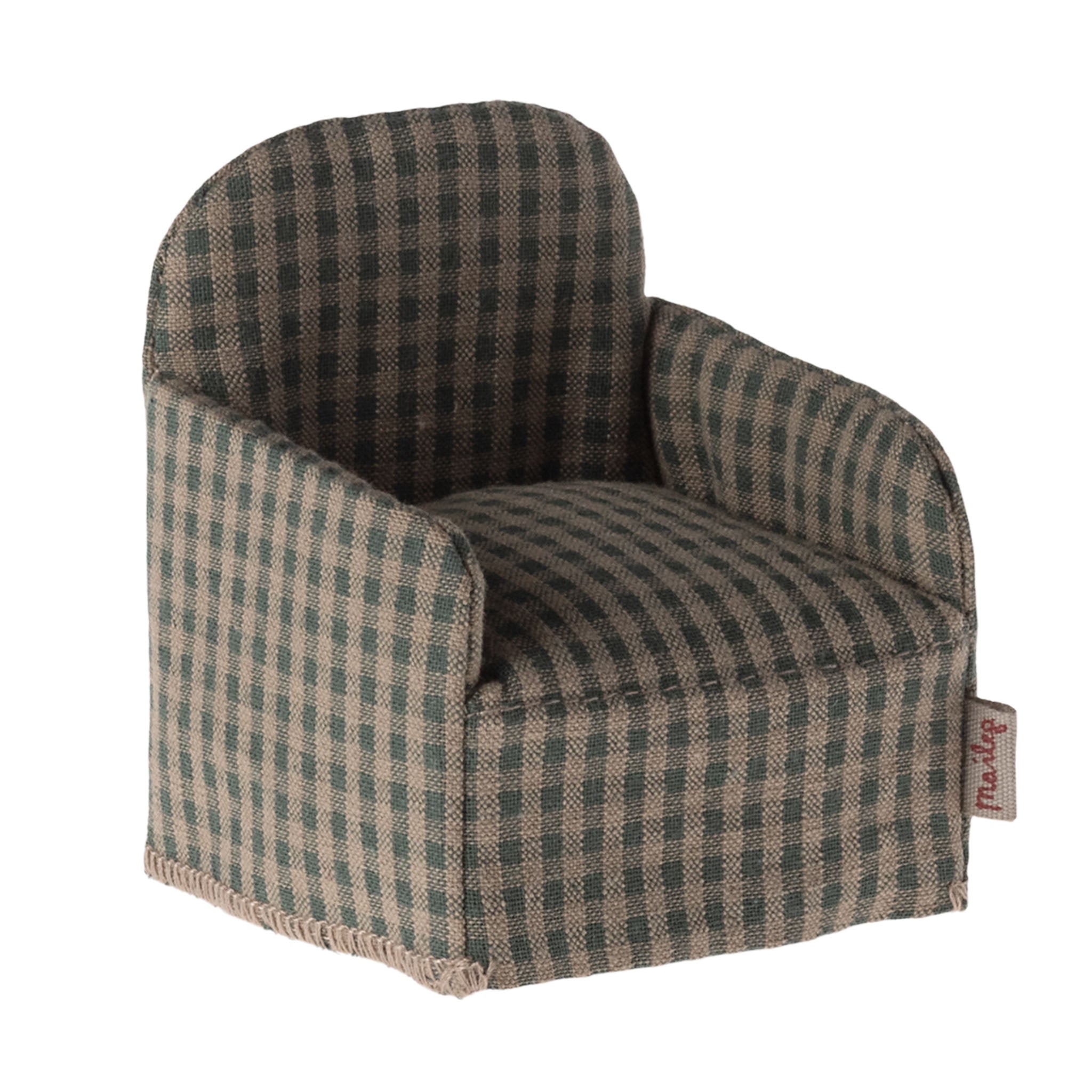Maileg Chair Mouse, Green Checker ETA October 2024 (8014958657823)