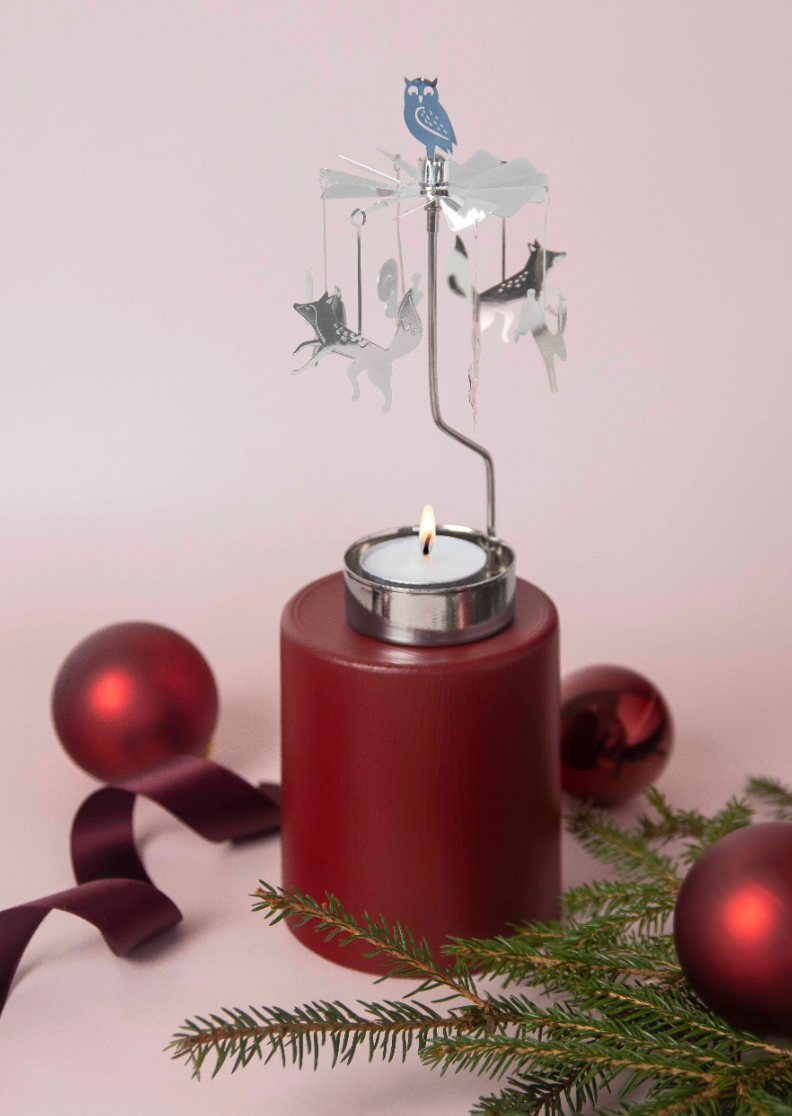 Forest Animals Tea Light Carousel Chime, Silver (9422256013599)