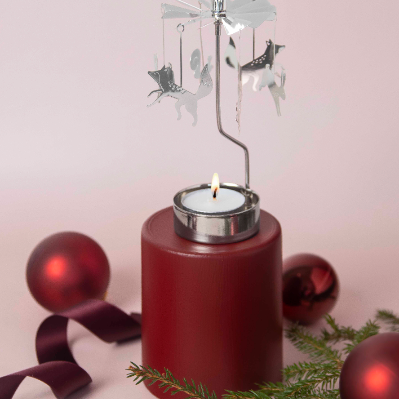 Forest Animals Tea Light Carousel Chime, Silver (9422256013599)