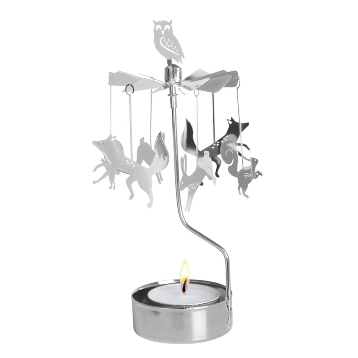 Forest Animals Tea Light Carousel Chime, Silver (9422256013599)