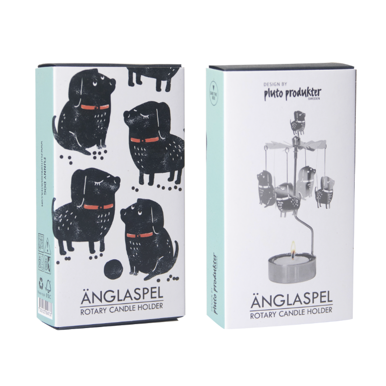 Funny Dog Tea Light Carousel Chime, Silver (9422258536735)