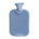 Blue hot water bottle with a white plug on a white background