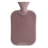 Pink hot water bottle on a light gray background