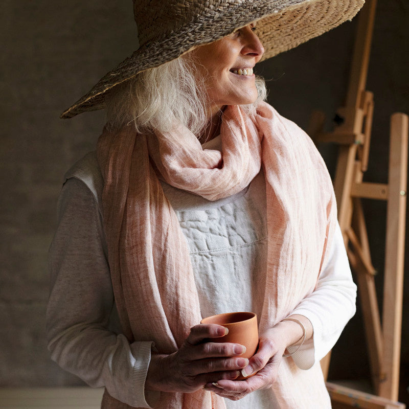 Favourite Lempi Washed Linen Scarf 35x200cm, Melange Cinnamon (8856888049951)