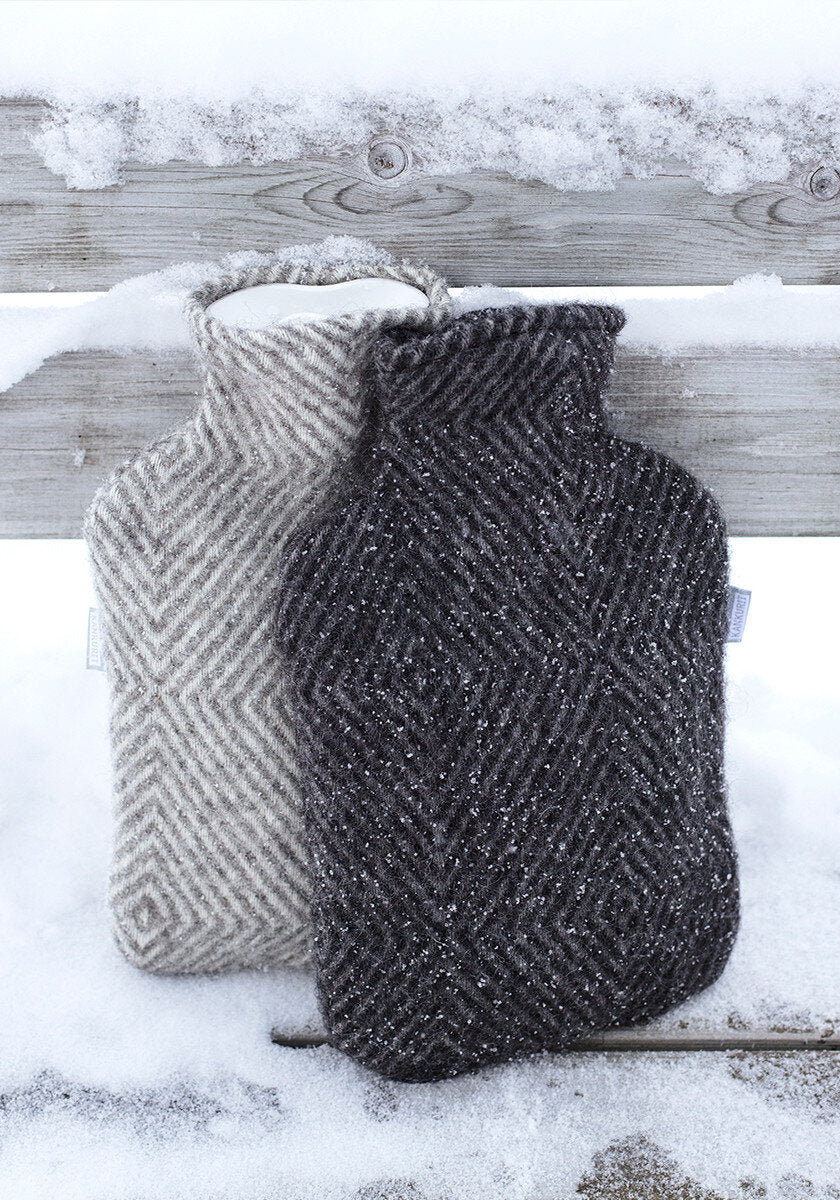 Maria Wool Cover with Hot Water Bottle, Black-Grey (10114973729055)