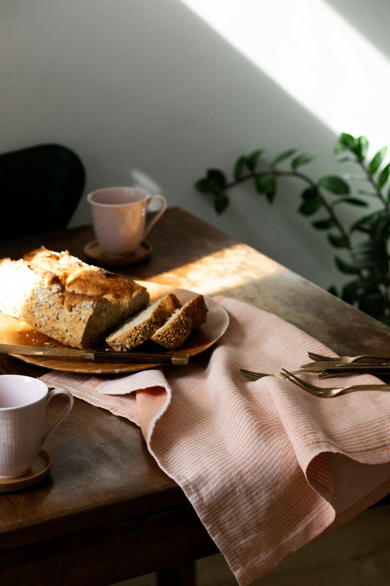 Slope Rinne Washed Linen Tea Towel, Rust-Rose (9189935677727)