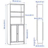 Ikea Billy Bookcase with Oxberg Solid Doors, 80x30x202cm, White (10088175010079)