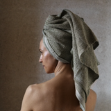 Terva Washed Linen Towel, White-Rainy Blue