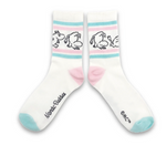 Happy Moomintroll Retro Tennis Womens Socks, White/Mint (10232052252959)