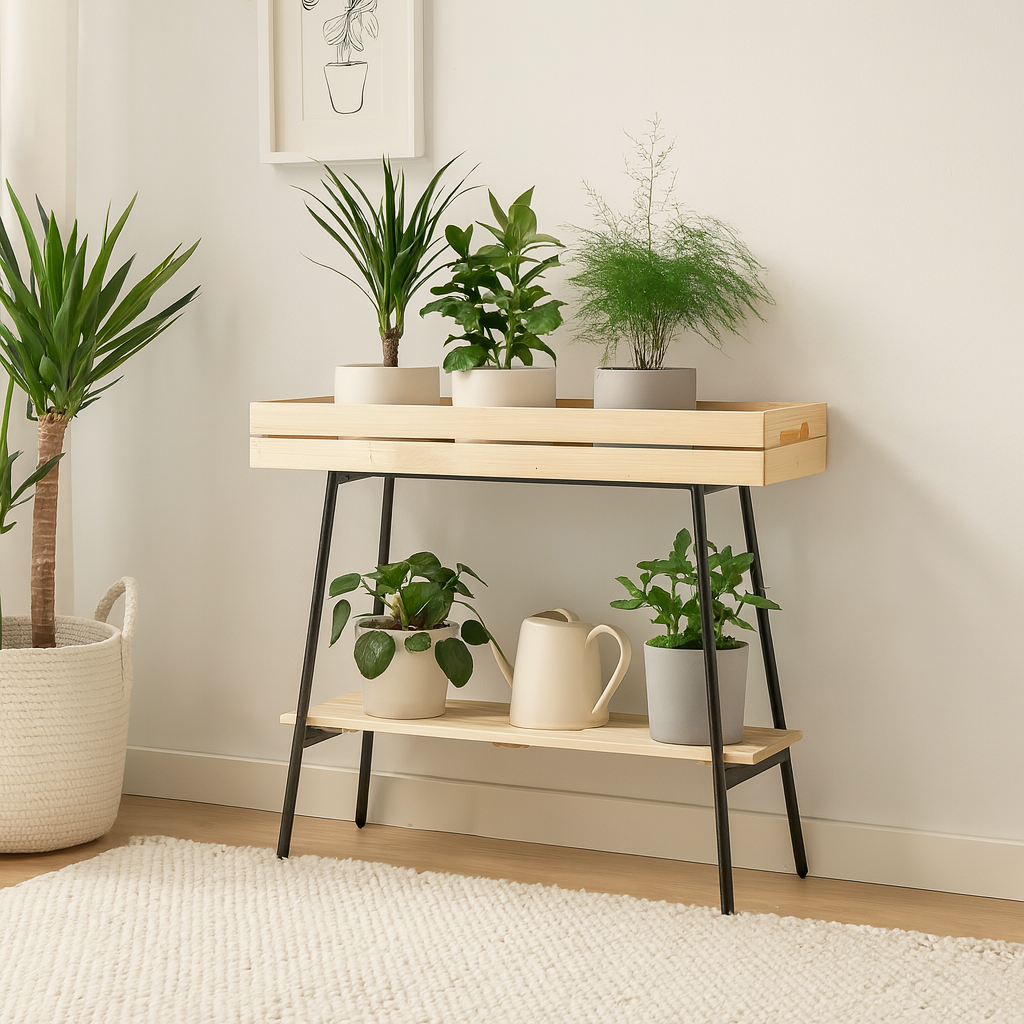 Ikea Vaniljstång Plant Stand, Pine/Black, 67cm (8854523248927)