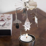 Fox and Santa Tea Light Carousel, Silver