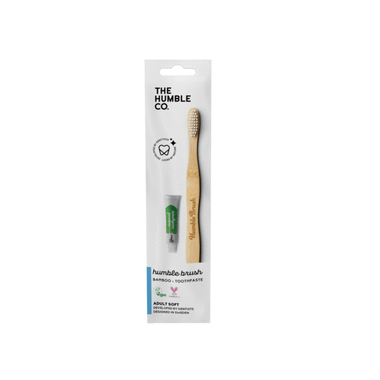 HUMBLE BRUSH Bamboo Travel Adults Toothbrush & Toothpaste (6885538922561)