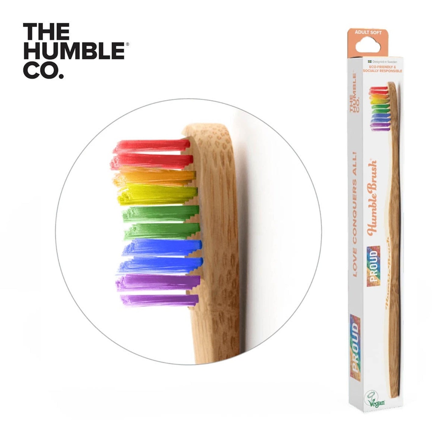 THE HUMBLE CO. Bamboo Toothbrush Adults, Soft, PROUD Limited Edition (4620411535425)