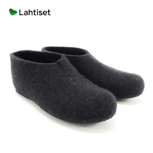 LAHTISET Wool Slipper Boot with rubber sole, Charcoal (4426714185793)