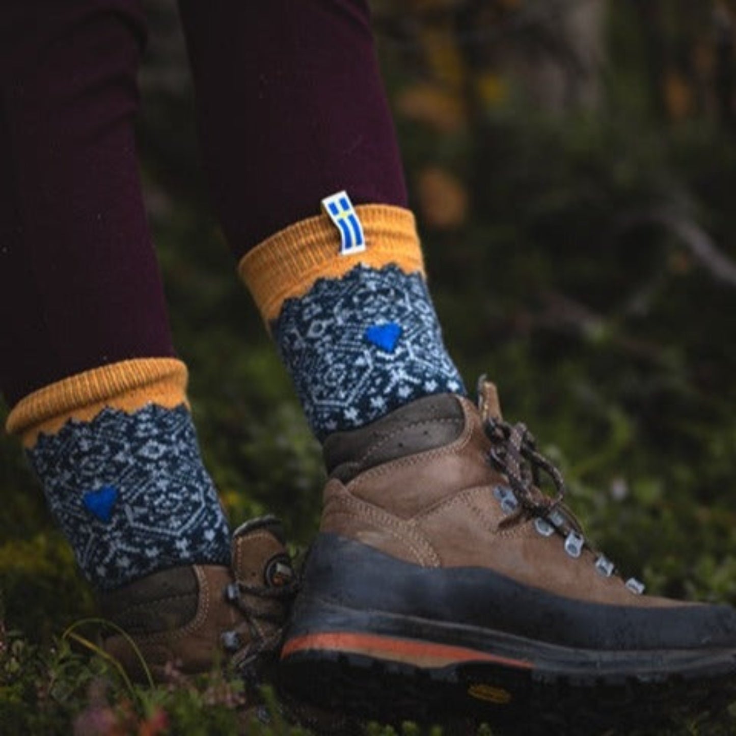 NORWOOL Wool Socks Sweden, Blue/Yellow (6561540014145)