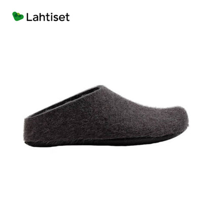 LAHTISET Wool Slippers with Rubber Sole, Steel Grey (4426716381249)
