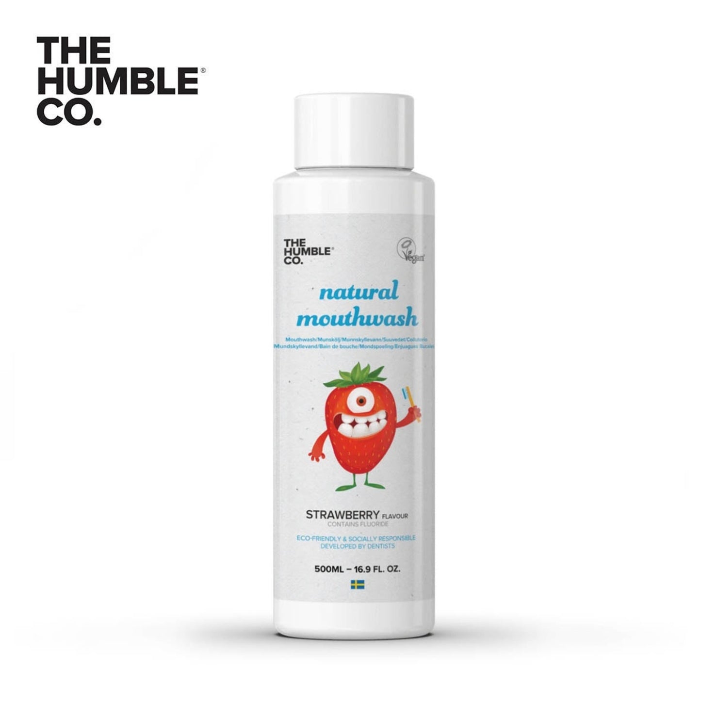 THE HUMBLE CO. Kids Mouthwash Strawberry 500ml with Flouride (4620413009985)