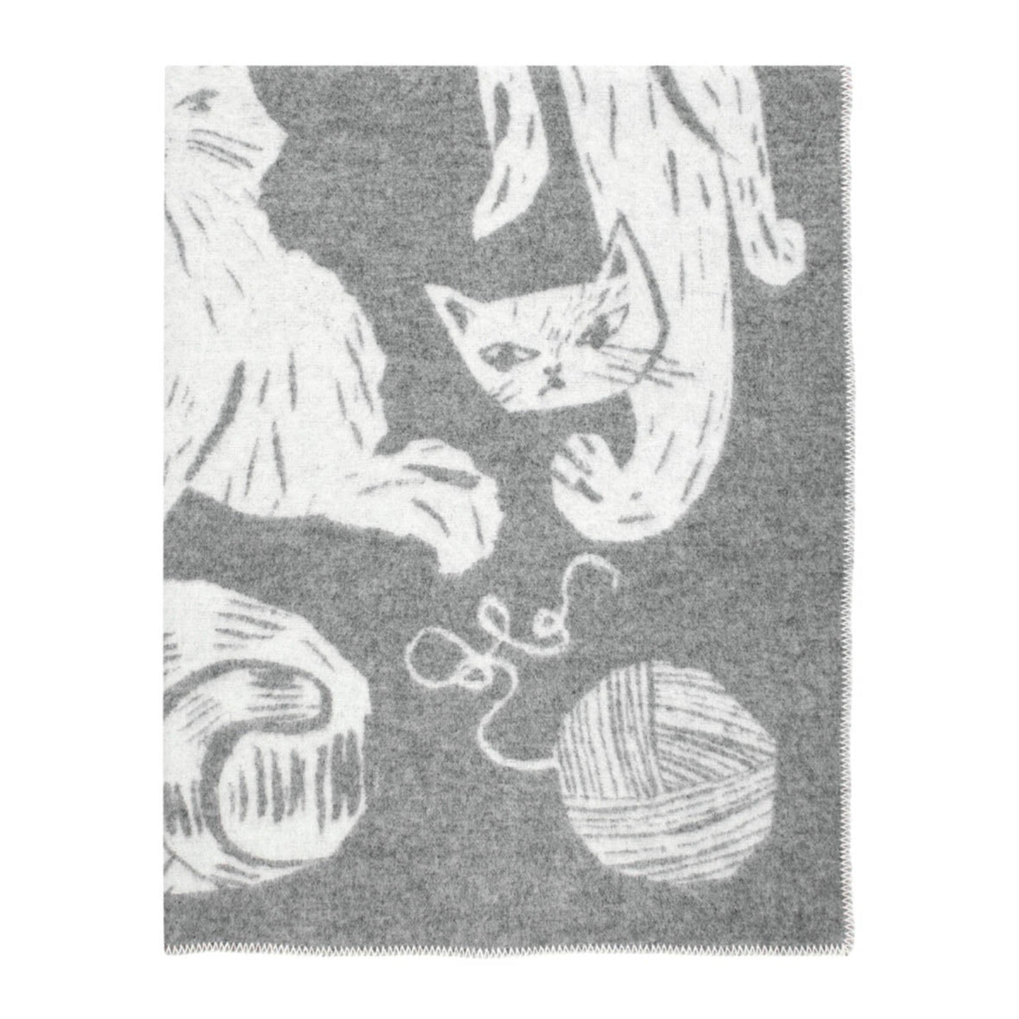 Purrfect Day Kissanpaivat Wool Blanket 130x180cm, Grey-White (6910584029249)