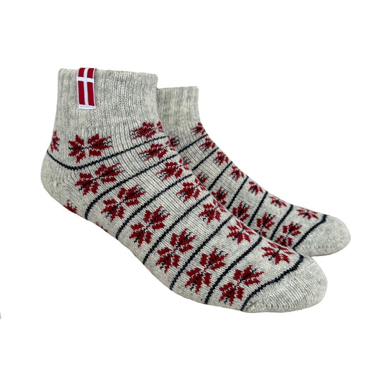 Denmark Wool Ankle Socks, Natural-Red (8327035748639)