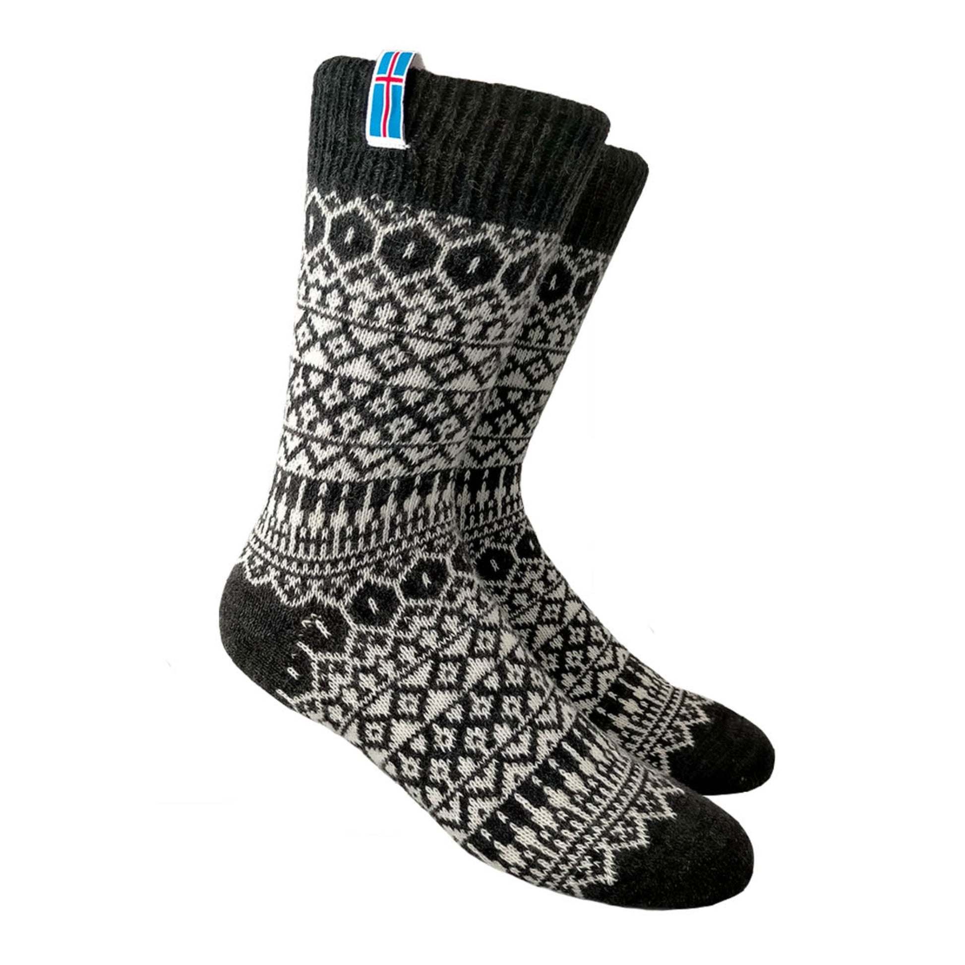 NORWOOL Wool Socks Iceland, Charcoal/White (6583972692033)