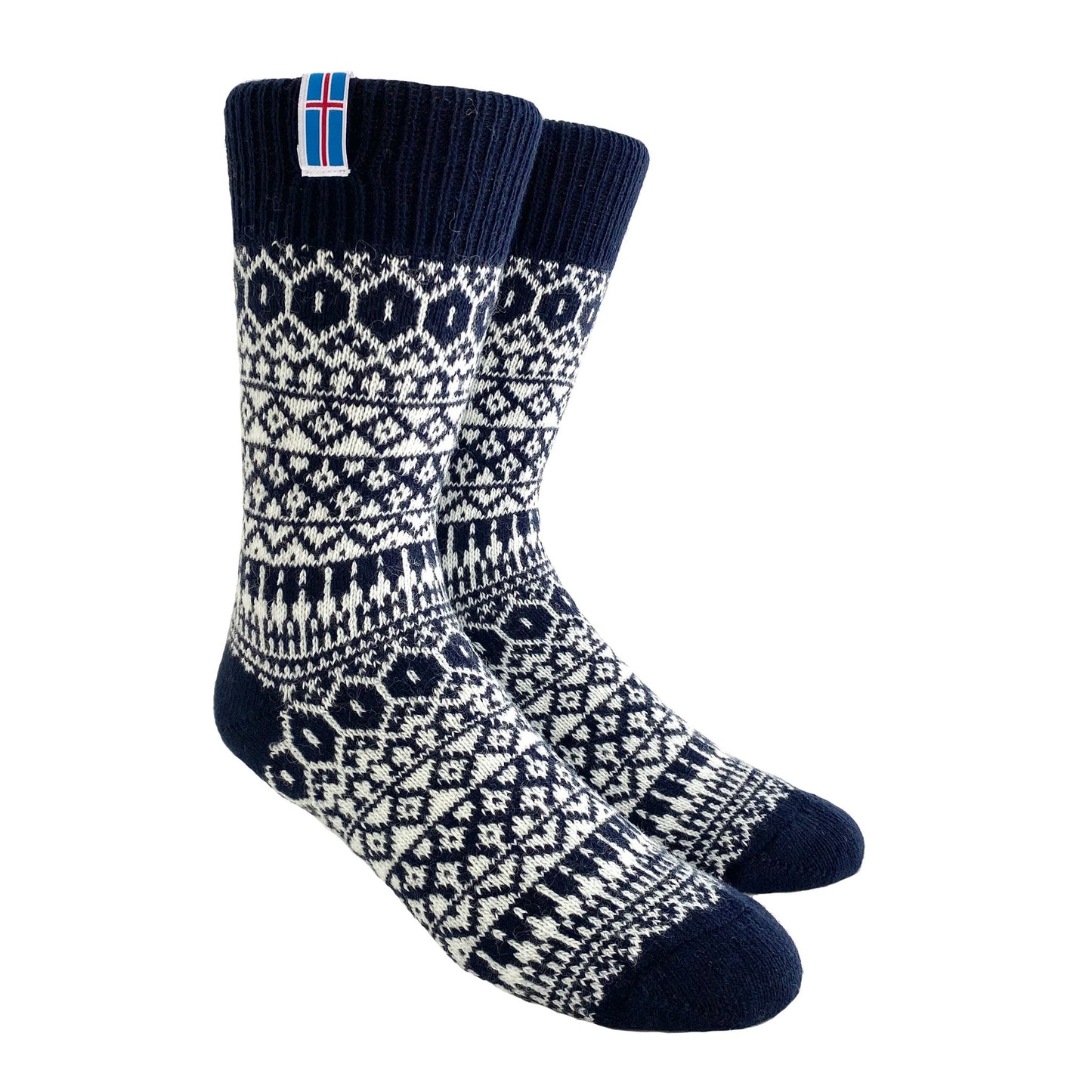 Wool Socks Iceland, Navy-White (8165272518943)