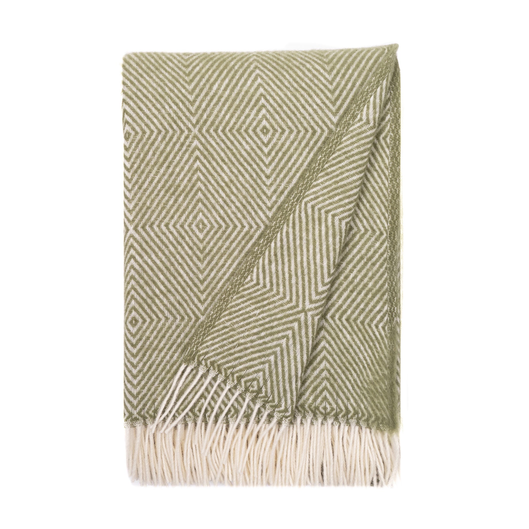 Lina 100% Wool Throw 130x200cm, Olive Green (8672197345567)